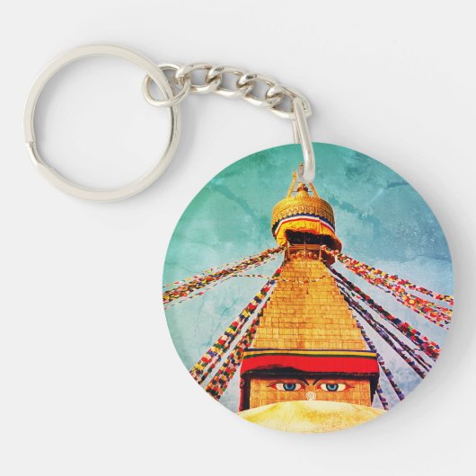 Boudhanath Stupa, Buddha Eyes, Himalaya, Nepal Sleutelhanger (Voorkant)
