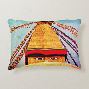 Boudhanath Stupa, Buddha Eyes, Kathmandu, Nepal Accent Kussen