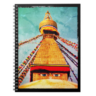 Boudhanath Stupa, Buddha Eyes, Kathmandu, Nepal Notitieboek