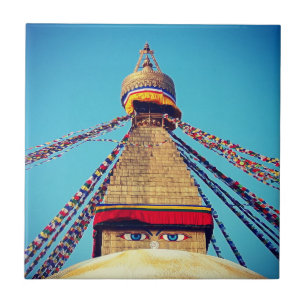 Boudhanath Stupa, Buddha Eyes, Kathmandu, Nepal Tegeltje
