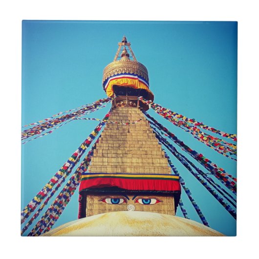 Boudhanath Stupa, Buddha Eyes, Kathmandu, Nepal Tegeltje (Voorkant)