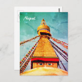 Boudhanath Stupa, Buddha Eyes, Nepal Briefkaart (Voorkant / Achterkant)