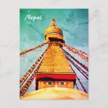 Boudhanath Stupa, Buddha Eyes, Nepal Briefkaart
