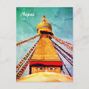 Boudhanath Stupa, Buddha Eyes, Nepal Briefkaart