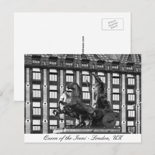 Boudica Statue, Westminster - Londen, Verenigd Kon Briefkaart (Voorkant / Achterkant)