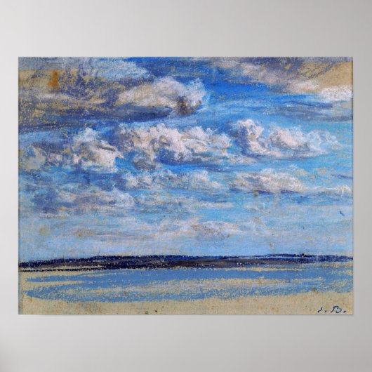 Boudin - Blauwe Lucht Witte Wolken 1854 Poster (Voorkant)