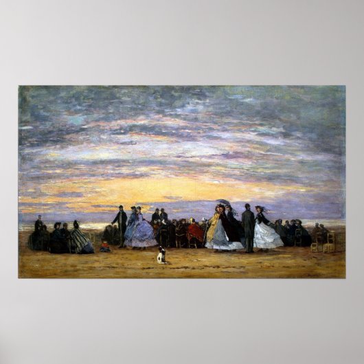 Boudin - Het strand bij Villerville, 1864 Poster (Voorkant)