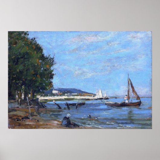 Boudin - Honfleur Rivierlandschap 1854 Poster (Voorkant)