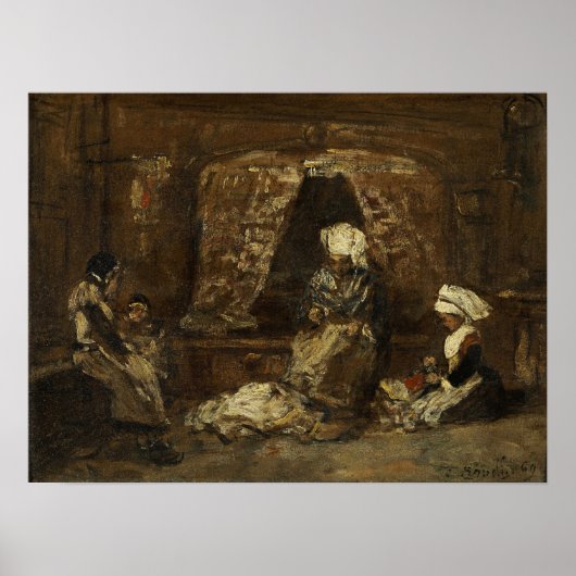 Boudin - Kleermakers Van Plougastel 1869 Poster (Voorkant)