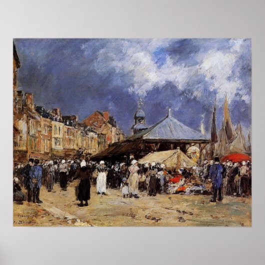 Boudin - markt in Trouville Poster (Voorkant)