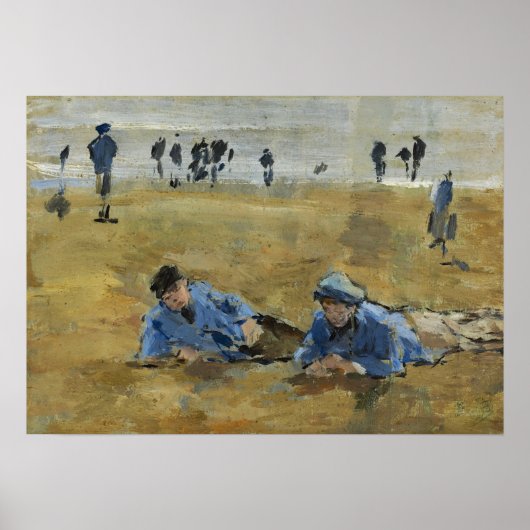 Boudin - Twee mannen die op het strand liggen Poster (Voorkant)