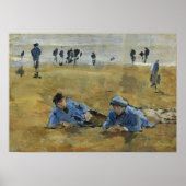Boudin - twee Mannen op strand Poster (Voorkant)