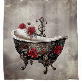 Boudoir | Badkuip Oude Antiek Gold Footed Bad Douchegordijn (Voorkant)