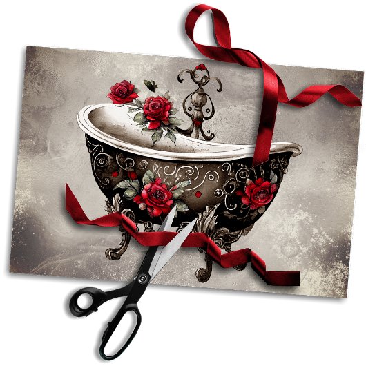 Boudoir | Badkuip Oude Antiek Gold Footed Bad Tissuepapier