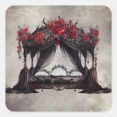 Boudoir | Bladerdak Sjaal Oude Victoriaanse Poster Vierkante Sticker (Voorkant)