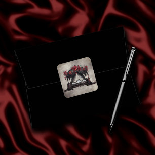 Boudoir   Bladerdak Sjaal Oude Victoriaanse Poster Vierkante Sticker