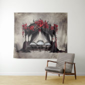 Boudoir | Bladerdak Sjaal Oude Victoriaanse Poster Wandkleed (In Situ (horizontaal))