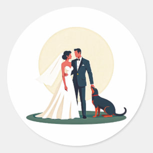 Boudoir Bruid en Bruidegom met Hond Sticker