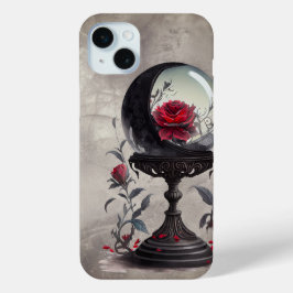 Boudoir | Crystal Ball Crescent Moon Red Roses iPhone 15 Mini Hoesje