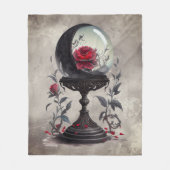 Boudoir | Crystal Ball Crescent Moon Red Roses Fleece Deken (Voorkant)