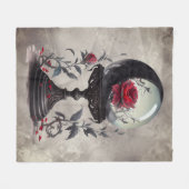 Boudoir | Crystal Ball Crescent Moon Red Roses Fleece Deken (Voorkant (Horizontaal))