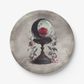 Boudoir | Crystal Ball Crescent Moon Red Roses Papieren Bordje (Voorkant)