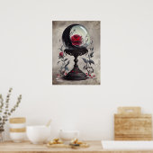 Boudoir | Crystal Ball Crescent Moon Red Roses Poster (Keuken)
