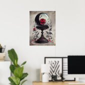 Boudoir | Crystal Ball Crescent Moon Red Roses Poster (Thuiskantoor)