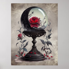 Boudoir | Crystal Ball Crescent Moon Red Roses Poster