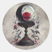Boudoir | Crystal Ball Crescent Moon Red Roses Ronde Sticker (Voorkant)