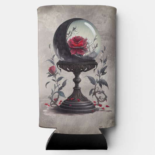 Boudoir | Crystal Ball Crescent Moon Red Roses Seltzer Blikjeskoeler (Achterkant)