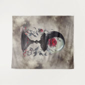 Boudoir | Crystal Ball Crescent Moon Red Roses Wandkleed (Voorkant (horizontaal))