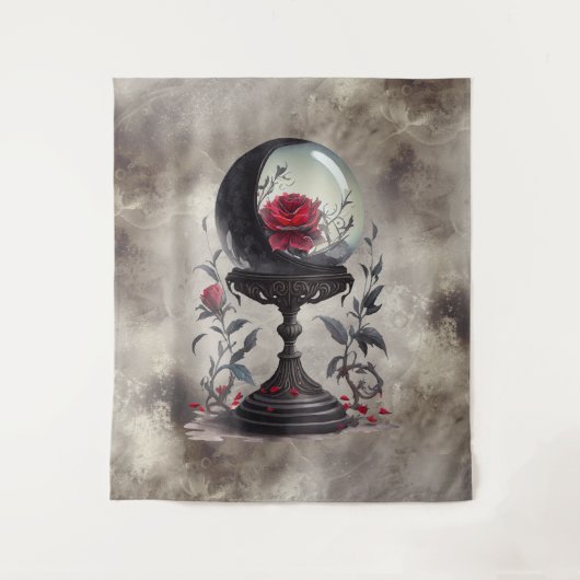 Boudoir | Crystal Ball Crescent Moon Red Roses Wandkleed (Voorkant)