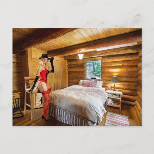 BOUDOIR LOG CABIN BEDROOM GIRL BRIEFKAART (Voorkant)