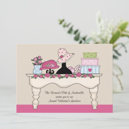 Boudoir Table Luncheon Uitnodiging (Staand voorkant)