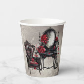 Boudoir | Vanity Mirror en Victoriaans salonstoel Papieren Bekers (Achterkant)