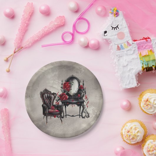 Boudoir | Vanity Mirror en Victoriaans salonstoel Papieren Bordje (Feest)