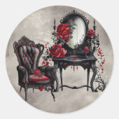 Boudoir | Vanity Mirror en Victoriaans salonstoel Ronde Sticker (Voorkant)