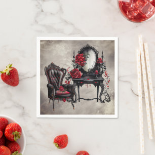 Boudoir   Vanity Mirror en Victoriaans salonstoel Servet