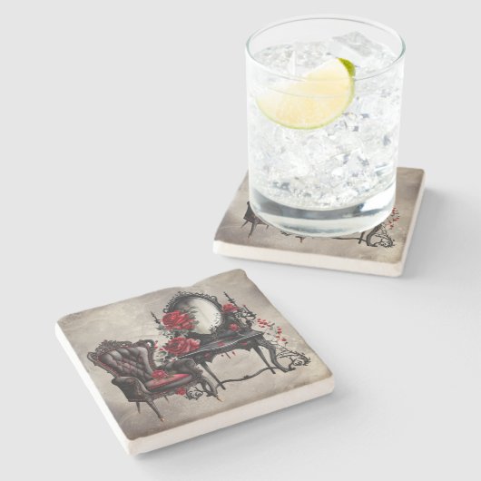 Boudoir | Vanity Mirror en Victoriaans salonstoel Stenen Onderzetter (Zijkant)