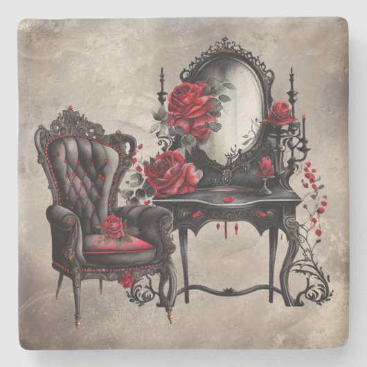 Boudoir | Vanity Mirror en Victoriaans salonstoel Stenen Onderzetter (Voorkant)