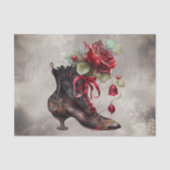 Boudoir | Victoriaans Antiek rode rozenjurk laarze Tissuepapier (Voorkant)