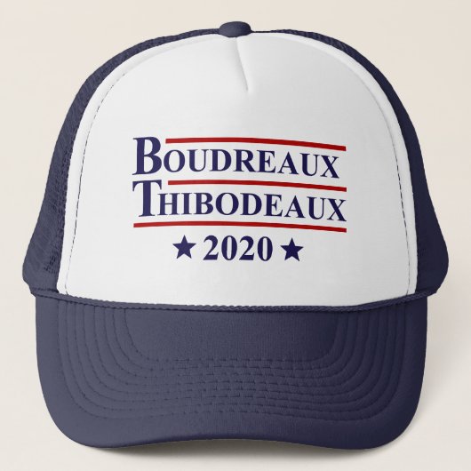 Boudreaux en Thibodeaux 2020 Verkiezingen Louisian Trucker Pet (Voorkant)