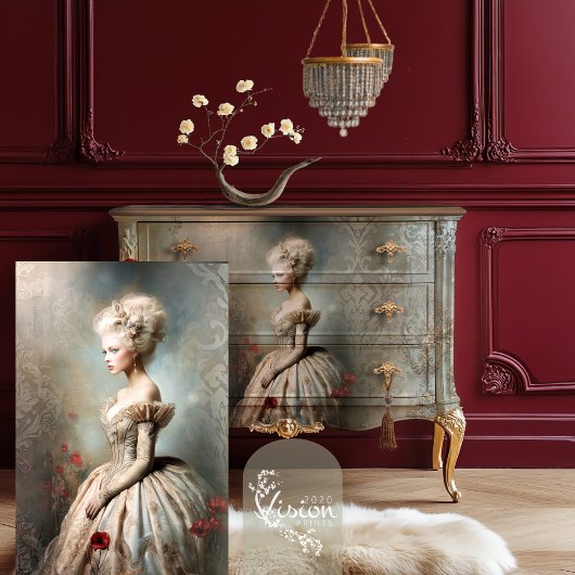 Bouffant Bloemen, Rococo Elegantie Portret Kunst Tissuepapier