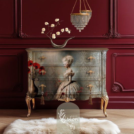 Bouffant Blooms, Rococo Elegance Portretkunst Tissuepapier