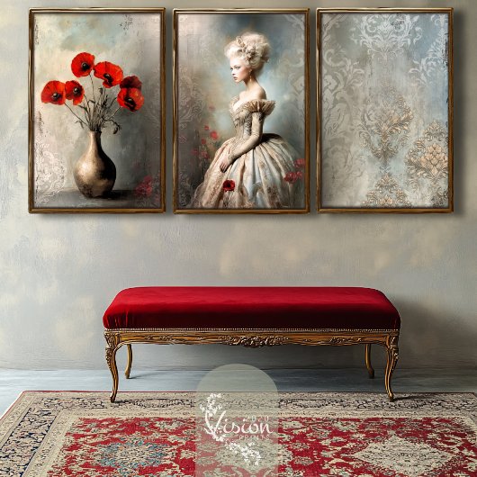 Bouffant Blooms, Rococo Elegance Portretkunst Tissuepapier