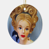 Bouffant Hair Lady Head Vase Big Blue Eyes Keramisch Ornament (Links)