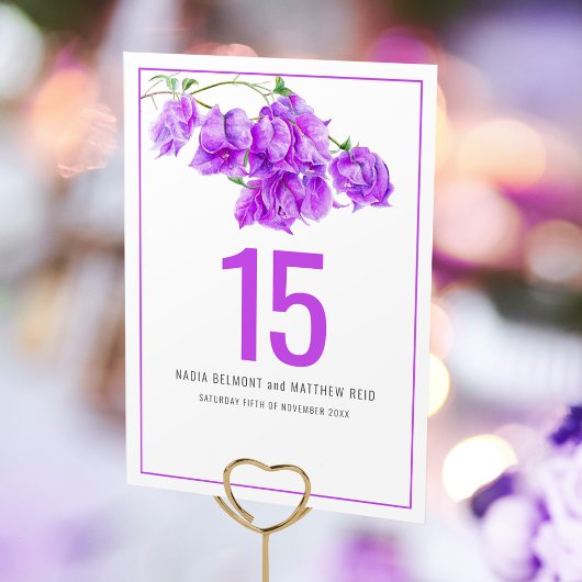 Bougainville papier bloem paarse bruiloft kaart