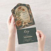  Bougainvillea Art Nouveau bruiloft All In One Uitnodiging (Afscheurbaar)