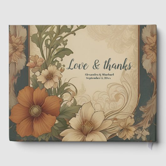  Bougainvillea Art Nouveau bruiloft Gastenboek (Achterkant)